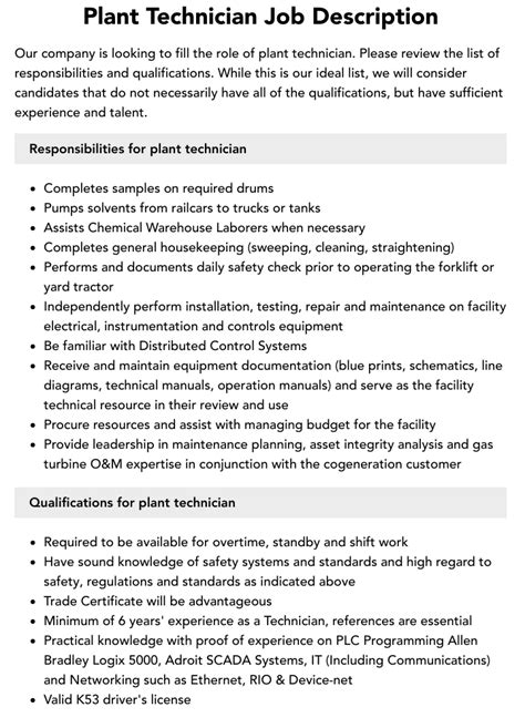 plant technician procter and gamble|plant technician job description.